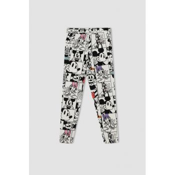 Pantaloni din amestec de bumbac cu imprimeu Mickey Mouse