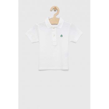 United Colors of Benetton tricouri polo din bumbac pentru copii culoarea bej, neted