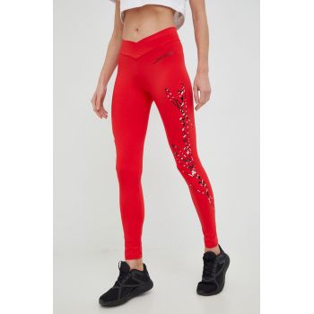 LaBellaMafia leggins de antrenament Hardcore femei, culoarea rosu, cu imprimeu