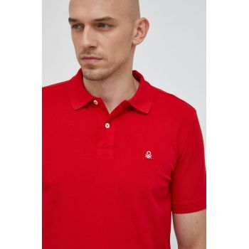 United Colors of Benetton polo de bumbac culoarea rosu, neted de firma original