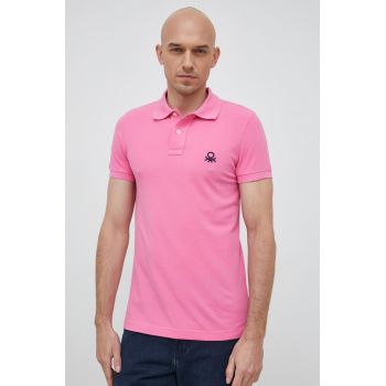 United Colors of Benetton polo de bumbac culoarea roz, cu imprimeu