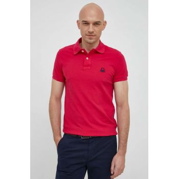 United Colors of Benetton polo de bumbac culoarea roz, neted