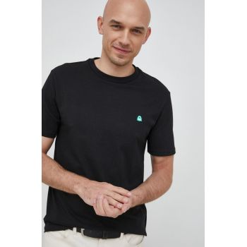 United Colors of Benetton tricou din bumbac culoarea negru, neted