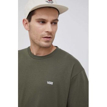 Vans tricou din bumbac culoarea verde, neted