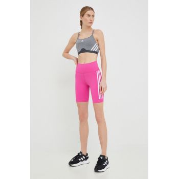 Adidas Performance pantaloni scurți de antrenament Training Icons femei, culoarea roz, cu imprimeu, high waist