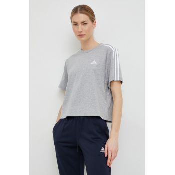 Adidas tricou din bumbac culoarea gri de firma original