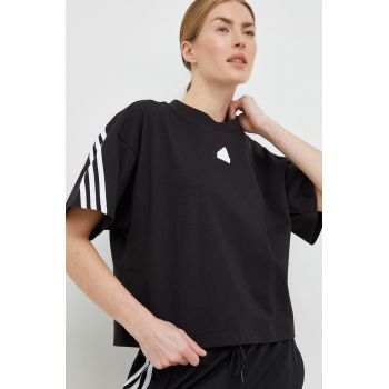 Adidas tricou din bumbac culoarea negru