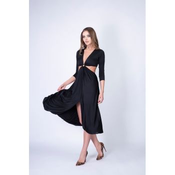 Rochie midi cu decupaj lateral