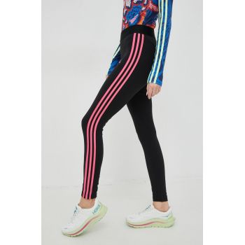 Adidas colanti femei, culoarea negru, cu imprimeu