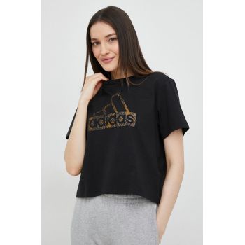 Adidas tricou din bumbac culoarea negru