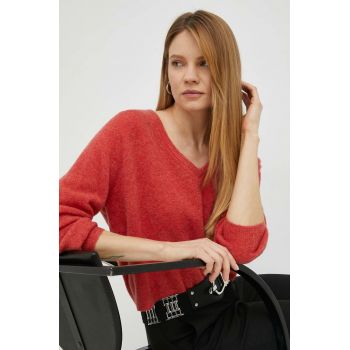 American Vintage pulover de lana femei, culoarea rosu, light