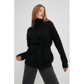 Answear Lab pulover de lana femei, culoarea negru, cu guler