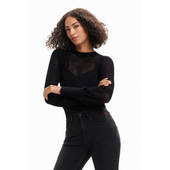 Desigual pulover femei, culoarea negru, light ieftin