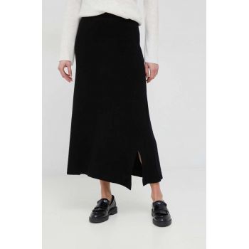 Dkny fusta de lana culoarea negru, maxi, drept