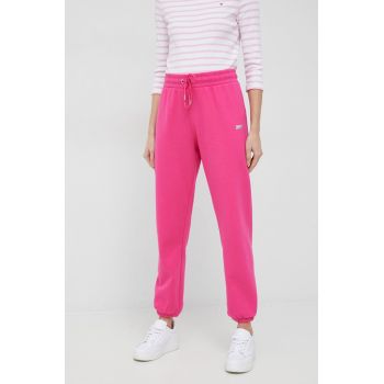 Dkny pantaloni de trening femei, culoarea roz, neted de firma original