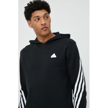 Adidas bluza barbati, culoarea negru, cu glugă, cu imprimeu de firma original