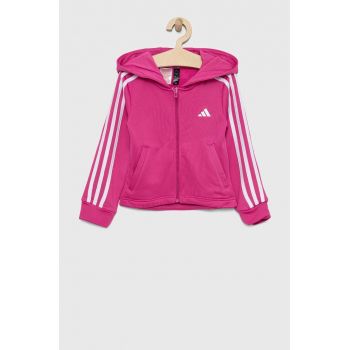 Adidas bluza copii G TR-ES 3S culoarea roz, cu glugă, neted