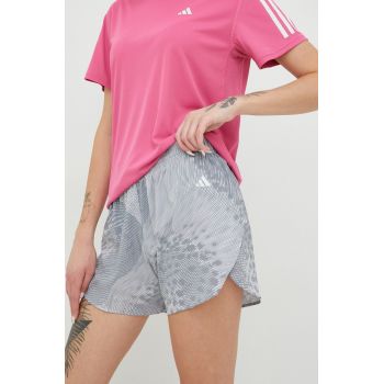 Adidas Performance pantaloni scurți de alergare Adizero femei, culoarea gri, modelator, medium waist ieftini