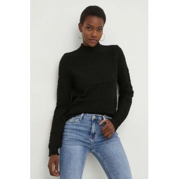 Answear Lab pulover de lana femei, culoarea negru, light, cu turtleneck