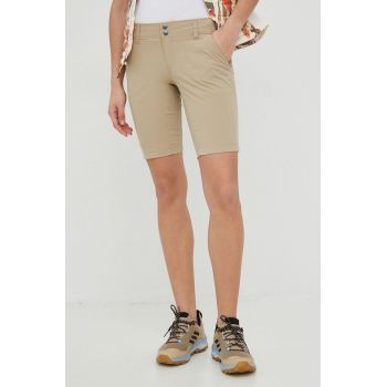 Columbia pantaloni scurți outdoor Saturday Trail femei, culoarea bej, uni, medium waist 1579881 ieftini