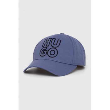 HUGO șapcă de baseball din bumbac culoarea violet, cu imprimeu de firma originala