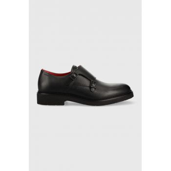 HUGO pantofi de piele Luxity barbati, culoarea negru, 50486286 de firma originali