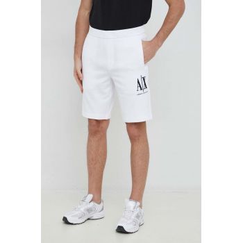 Armani Exchange pantaloni scurti barbati, culoarea alb de firma originali