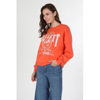 Bluza sport cu imprimeu si maneci cazute