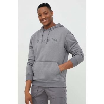 Columbia bluza barbati, culoarea gri, cu glugă, cu imprimeu de firma original