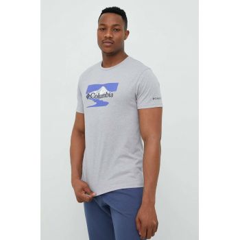 Columbia tricou din bumbac culoarea gri, cu imprimeu