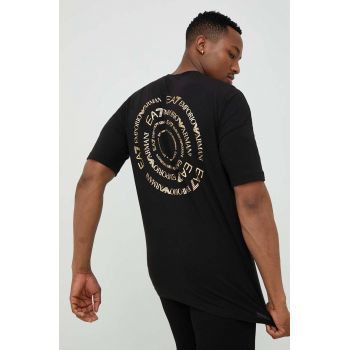 EA7 Emporio Armani tricou barbati, culoarea negru, cu imprimeu
