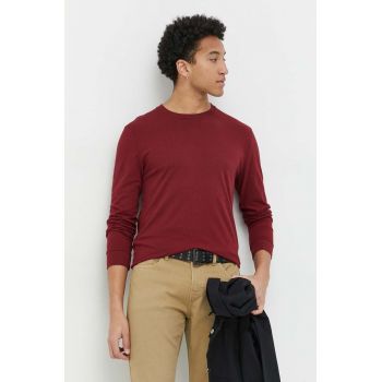 Hollister Co. longsleeve din bumbac culoarea bordo, neted