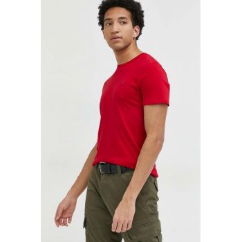 Hollister Co. tricou din bumbac culoarea rosu, neted