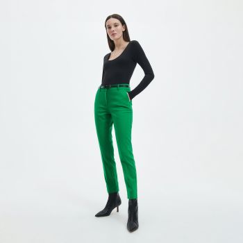 Reserved - Pantaloni țigaretă cu curea - Verde