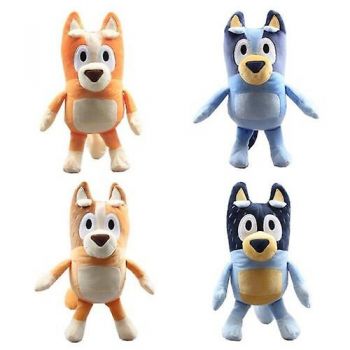 Set 4 mascote din plus Bluey si Bingo, 18 cm, cu breloc