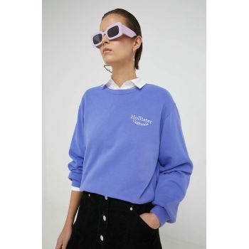 Hollister Co. bluza femei, culoarea violet, cu imprimeu