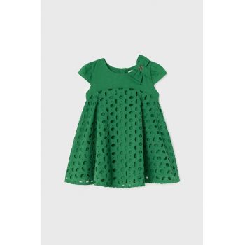 Mayoral rochie din bumbac pentru bebeluși culoarea verde, mini, evazati de firma originala