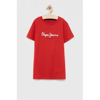 Pepe Jeans tricou de bumbac pentru copii PJL BJ culoarea rosu, cu imprimeu