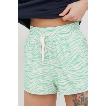 Billabong pantaloni scurti femei, culoarea verde, modelator, high waist