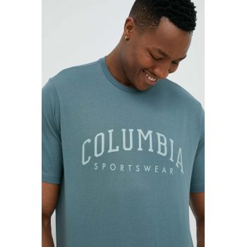 Columbia tricou din bumbac Rockaway River culoarea verde, cu model 2022181 de firma original