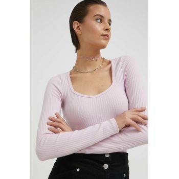 Hollister Co. bluza femei, culoarea roz, neted de firma originala