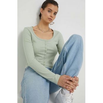 Hollister Co. bluza femei, culoarea turcoaz, neted de firma originala