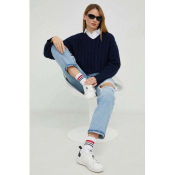 Levi's pulover de lana femei, culoarea albastru marin