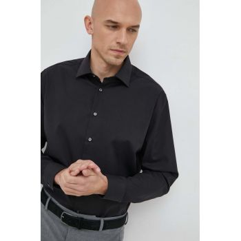Seidensticker camasa din bumbac barbati, culoarea negru, slim de firma originala