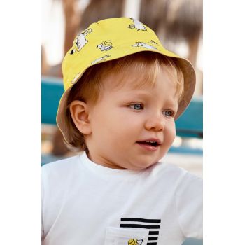 Mayoral pălărie reversibilă pentru copii culoarea galben