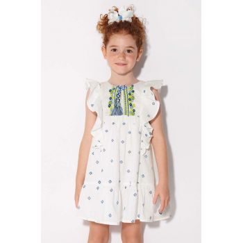 Mayoral rochie din bumbac pentru copii culoarea alb, mini, evazati ieftina