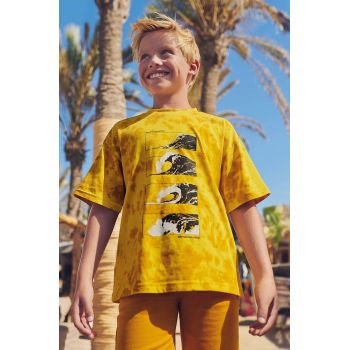 Mayoral tricou de bumbac pentru copii culoarea galben, modelator