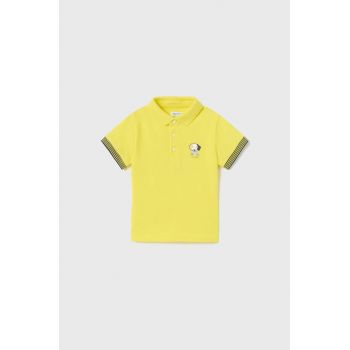Mayoral tricouri polo din bumbac pentru bebeluși culoarea galben, cu imprimeu de firma original