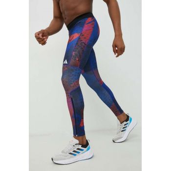 Adidas Performance leggins de alergare Saturday barbati, culoarea albastru marin, modelator de firma originali