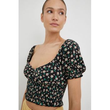 Billabong bluza din bumbac femei, culoarea negru, modelator